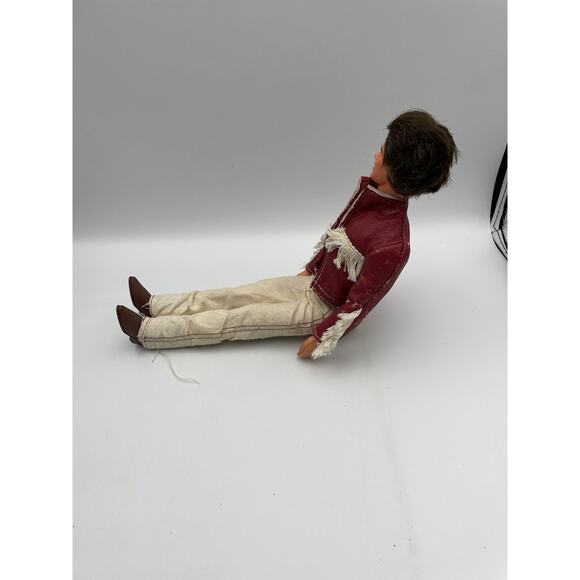 Vintage 1968 Ken Doll Barbies Boyfriend Rooted Brown Hair Western Jacket Pants - Picture 3 of 9